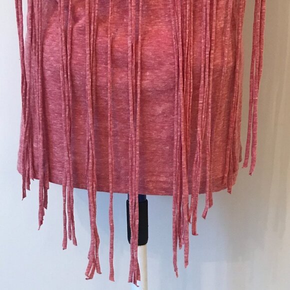 The Clas-sic Skull Tee Tank Top Beaded Pink Heathered Shirt with Fringe Sz Large - Picture 12 of 16